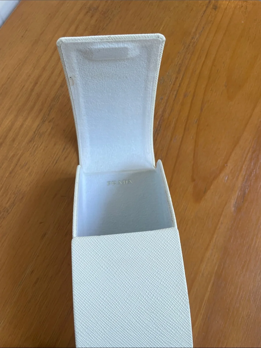 Prada Cream Textured Leather Glasses Case